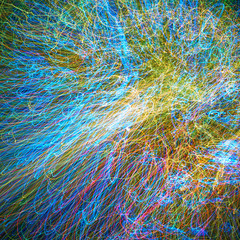 defocused luminous colored stripes, abstract interweaving of luminous lines