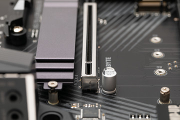 Computer motherboard close up