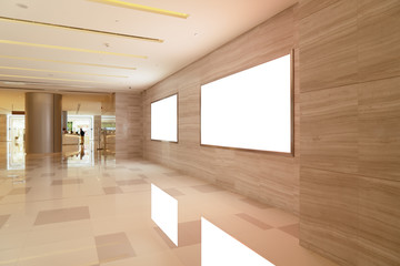 Empty advertising light box in the mall corridor