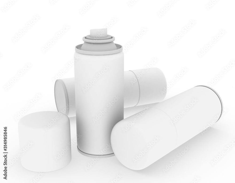 Poster template empty spray bottle mockup white background , 3d rendering