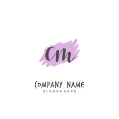 Handwritten initial letter C M CM for identity and logo. Vector logo template with handwriting and signature style.
