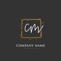 Handwritten initial letter C M CM for identity and logo. Vector logo template with handwriting and signature style.