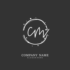 Handwritten initial letter C M CM for identity and logo. Vector logo template with handwriting and signature style.