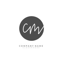 Handwritten initial letter C M CM for identity and logo. Vector logo template with handwriting and signature style.