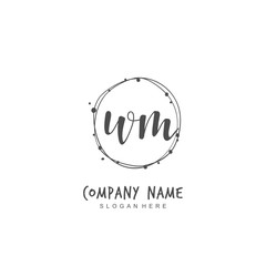 Handwritten initial letter W M WM for identity and logo. Vector logo template with handwriting and signature style.