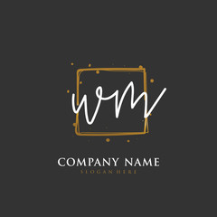 Handwritten initial letter W M WM for identity and logo. Vector logo template with handwriting and signature style.