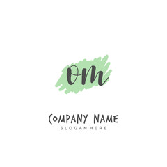 Handwritten initial letter O M OM for identity and logo. Vector logo template with handwriting and signature style.