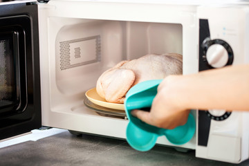 Raw chicken in the microwave