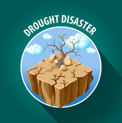 Vector illustration, drought disaster symbol or icon
