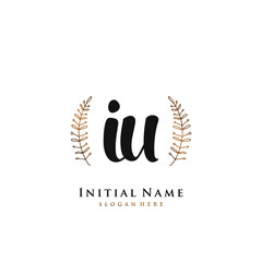 IU Initial handwriting logo vector