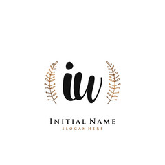 IW Initial handwriting logo vector