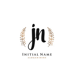 JN Initial handwriting logo vector