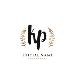 KP Initial handwriting logo vector