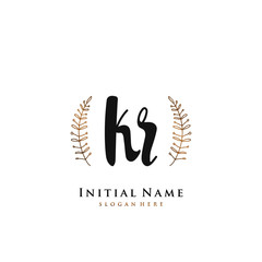 KR Initial handwriting logo vector