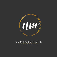 Handwritten initial letter U M UM for identity and logo. Vector logo template with handwriting and signature style.