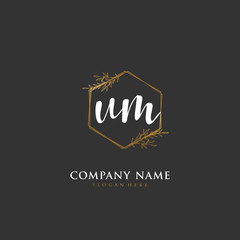 Handwritten initial letter U M UM for identity and logo. Vector logo template with handwriting and signature style.