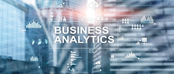 business analytics symbol on black background
