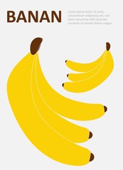 Tasty healthy vegetable banana on a poster. Hand drawn vector. Color illustration in a trendy style. Flat design. Element is isolated in eps 10 format.