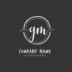Handwritten initial letter G M GM for identity and logo. Vector logo template with handwriting and signature style.