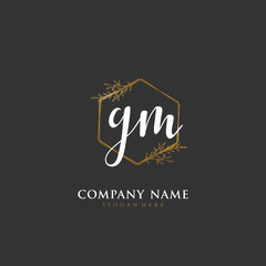 Handwritten initial letter G M GM for identity and logo. Vector logo template with handwriting and signature style.