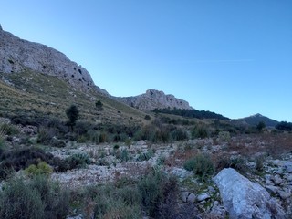 Fototapeta na wymiar Three mountains view in Mallorca 