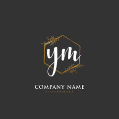 Handwritten initial letter Y M YM for identity and logo. Vector logo template with handwriting and signature style.