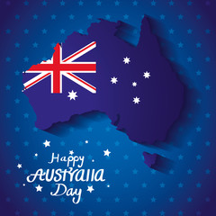 Obraz na płótnie Canvas happy australia day with map and flag
