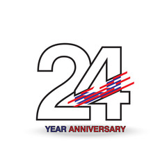 24 Year Anniversary Vector Template Design Illustration