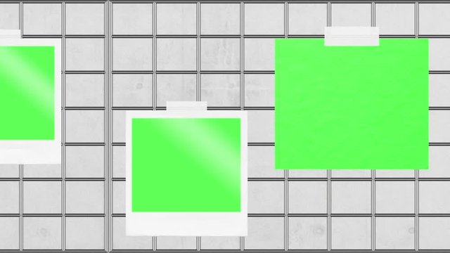 Realistic silver mood board isolated green screen concrete background