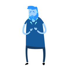 Cartoon man character splashes water on his face. Cartoon design icon. Flat vector illustration. Isolated on white background.
