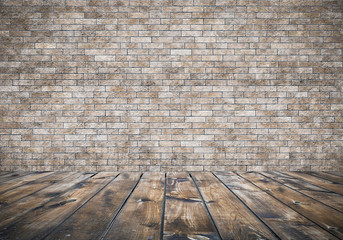 room with brick wall