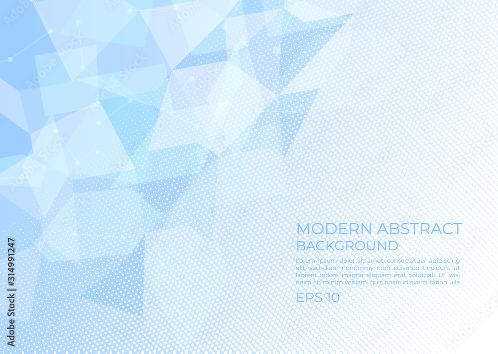 Wall mural modern art abstract polygon design halftone white and line style with space for text
