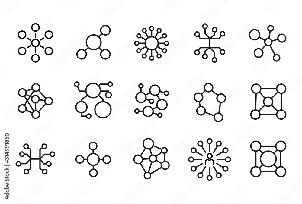 Poster simple set of connection modern thin line icons.