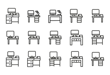 Simple set of desk modern thin line icons.