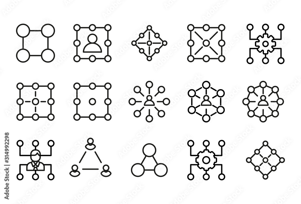 Poster simple set of networking modern thin line icons.