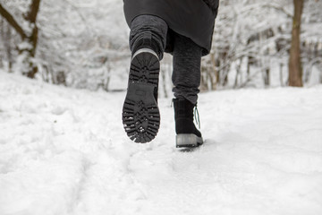 Fototapeta na wymiar boots footprint close up walking outdoors