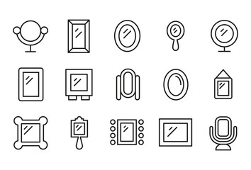 Simple set of mirror modern thin line icons.
