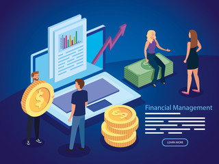 financial management with people and icons vector illustration design