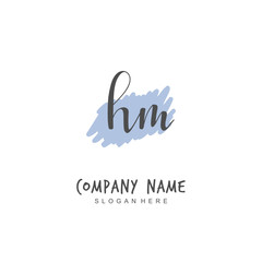 Handwritten initial letter H M HM for identity and logo. Vector logo template with handwriting and signature style.