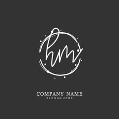 Handwritten initial letter H M HM for identity and logo. Vector logo template with handwriting and signature style.