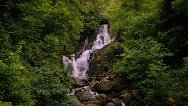 Scenic 4K video of Torc waterfall, Kerry mountains, Ireland