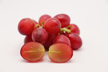 bunch of red grapes isolated on withe background