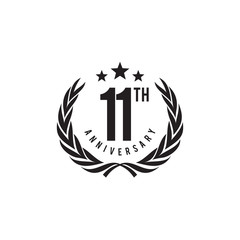 11th year anniversary logo design vector template