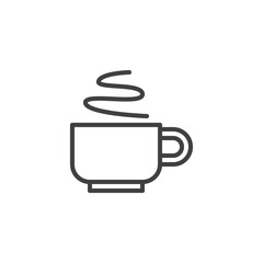 Hot tea cup line icon. linear style sign for mobile concept and web design. Tea cup with steam outline vector icon. Break time symbol, logo illustration. Vector graphics