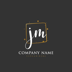 Handwritten initial letter J M JM for identity and logo. Vector logo template with handwriting and signature style.