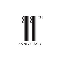 11th year anniversary logo design vector template