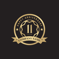 11th year anniversary logo design vector template