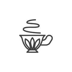 Vintage cup with aroma tea line icon. linear style sign for mobile concept and web design. Hot coffee cup outline vector icon. Symbol, logo illustration. Vector graphics