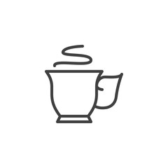 Hot coffee cup line icon. linear style sign for mobile concept and web design. Aroma tea cup outline vector icon. Symbol, logo illustration. Vector graphics