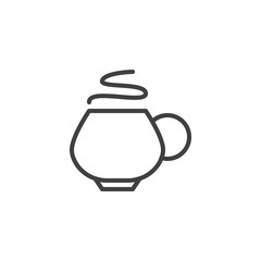 Tea cup with steam line icon. linear style sign for mobile concept and web design. Hot coffee cup outline vector icon. Breakfast symbol, logo illustration. Vector graphics